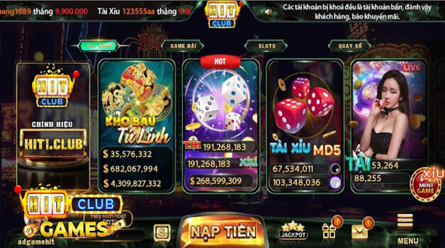 Giao diện game bài Hit Club đẳng cấp